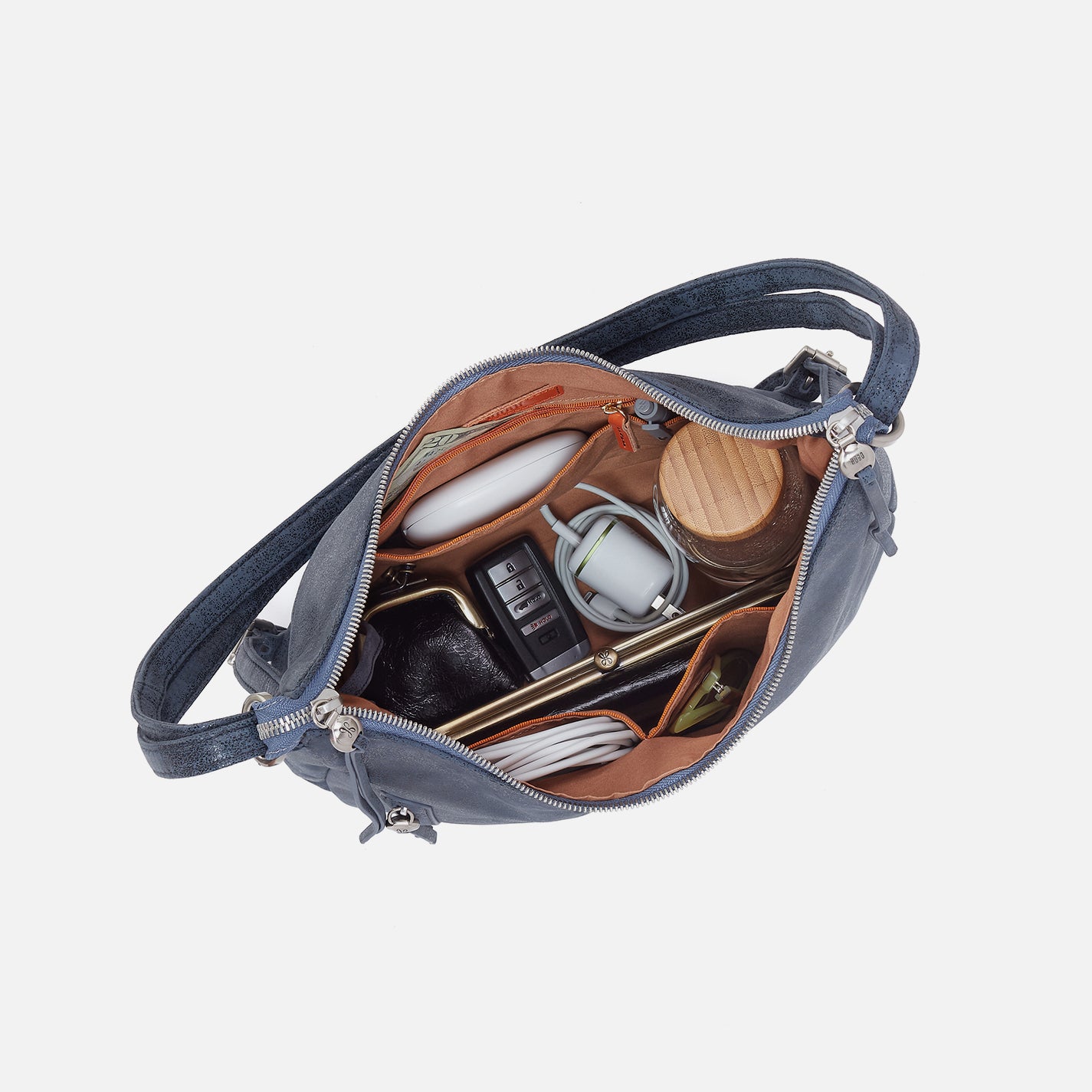 Merrin Convertible Backpack in Buffed Leather - Indigo Sky - Image 3