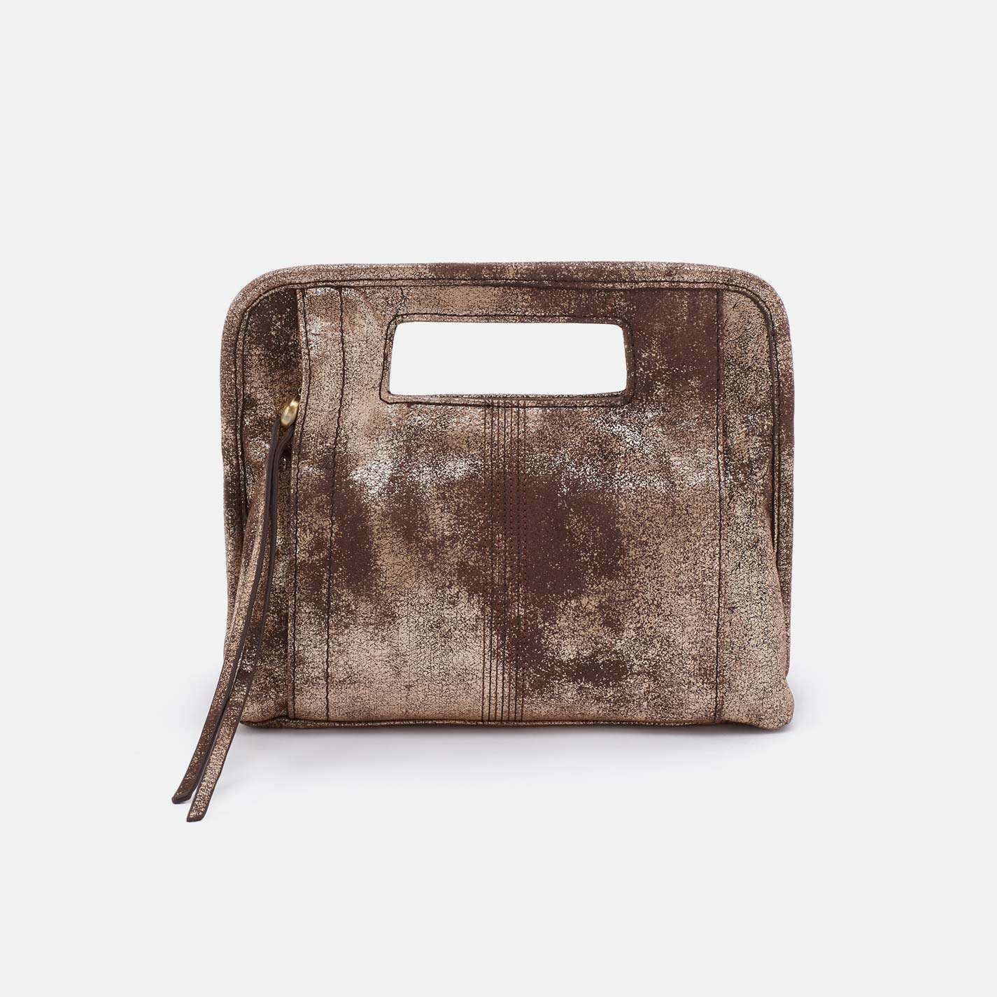Ace Clutch in Metallic Leather - Cocoa Platinum