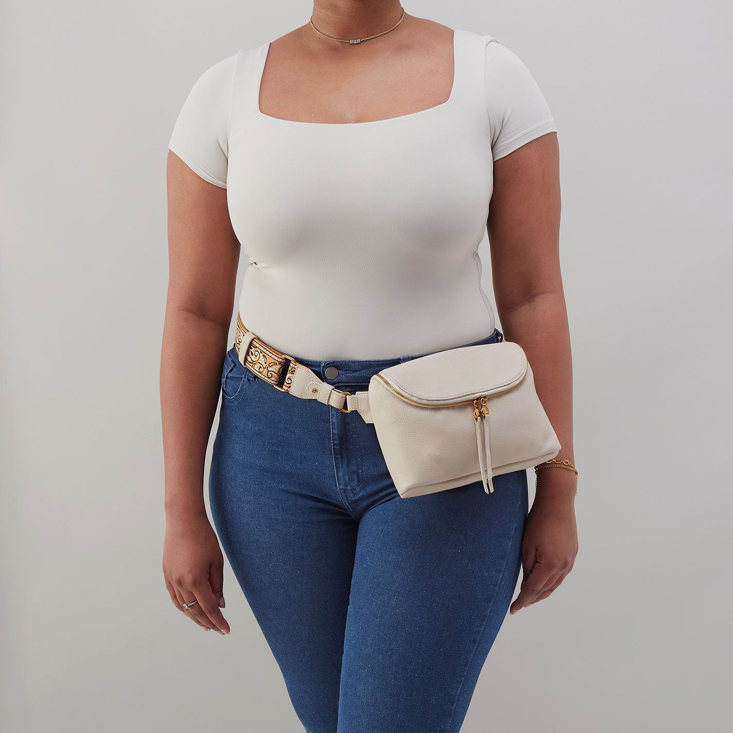 Fern Large Belt Bag In Pebbled Leather - Birch - Image 5