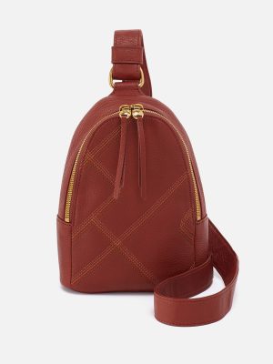 Fern Sling In Pebbled Leather - Rust