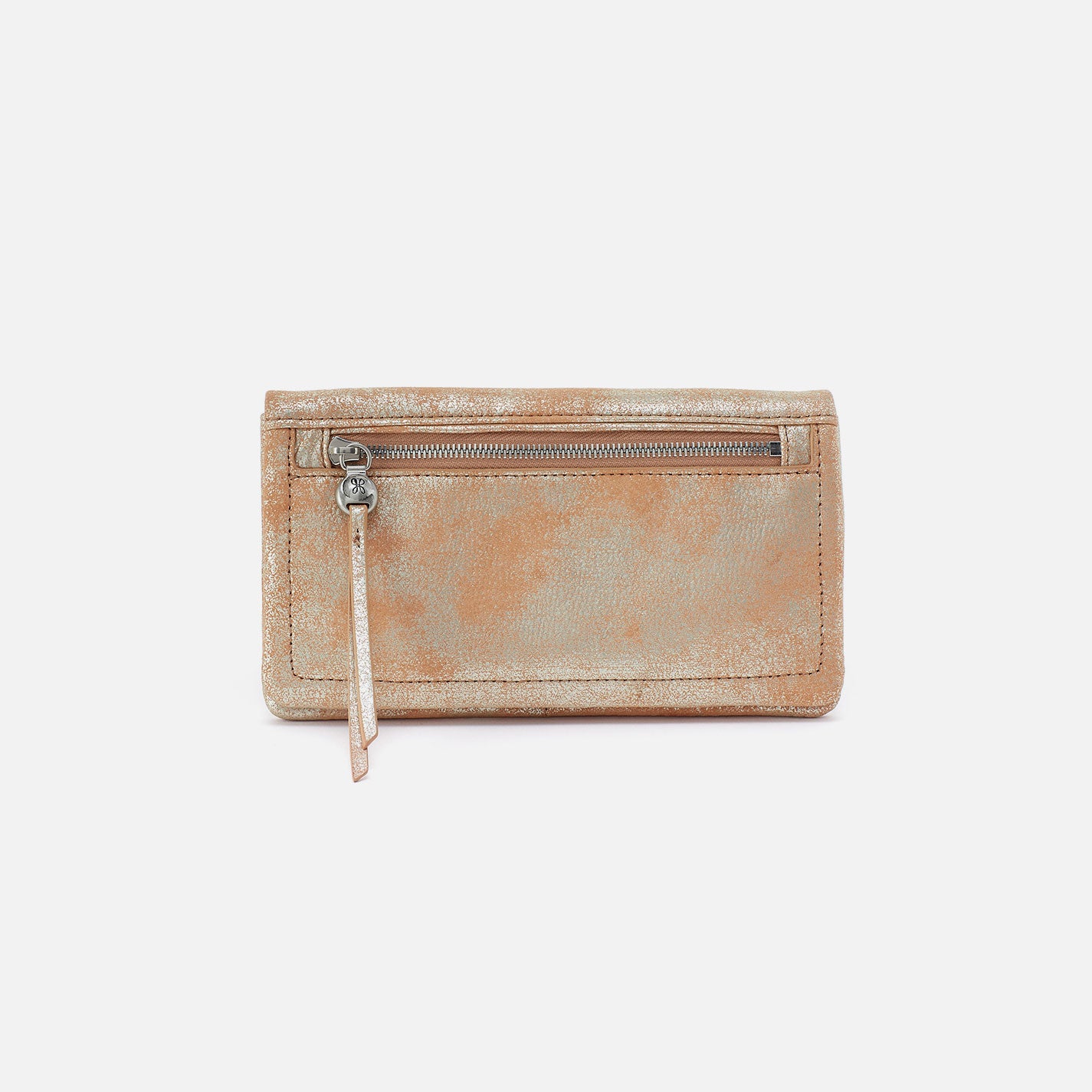 Lumen Continental Wallet In Metallic Leather - Saddle Stardust