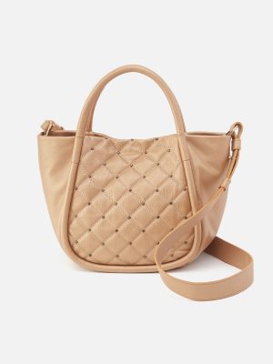 Margot Satchel In Pebbled Metallic Leather - Dusty Gold