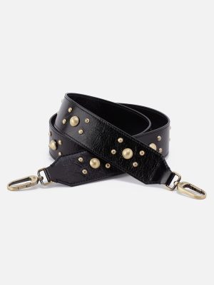 Stud Guitar Strap In Polished Leather - Black