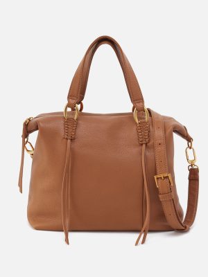 Harley Satchel In Pebbled Leather - Warm Honey