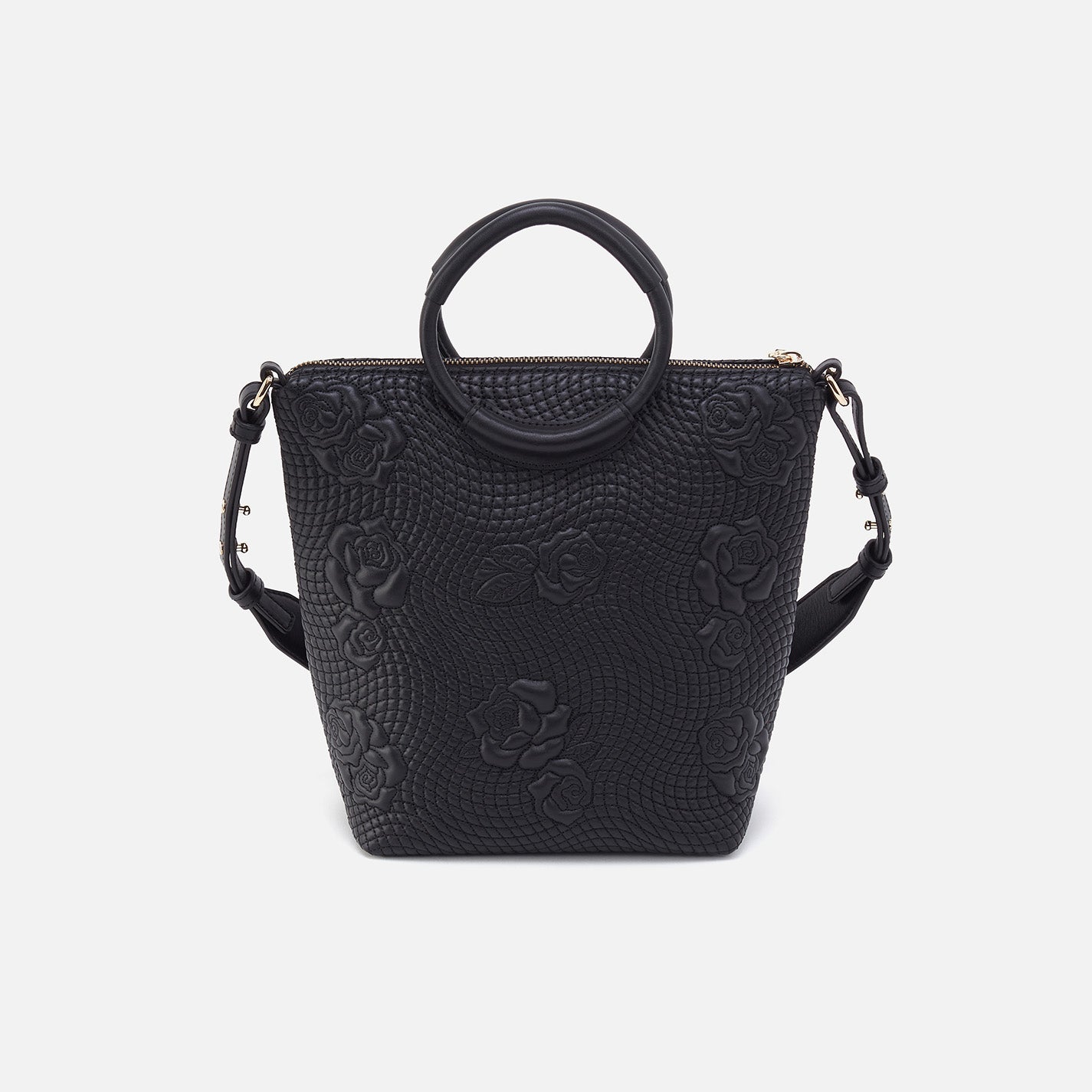 Maggie Crossbody In Smooth Leather - Black Quilted Rose - Image 5