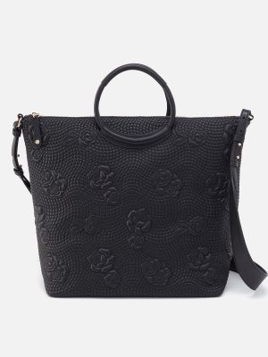 Maggie Satchel In Smooth Leather - Black Quilted Rose