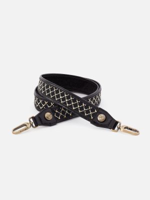 Lattice Stud Strap in Polished Leather - Black