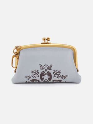 Cheer Frame Pouch In Pebbled Leather - Blue Pearl
