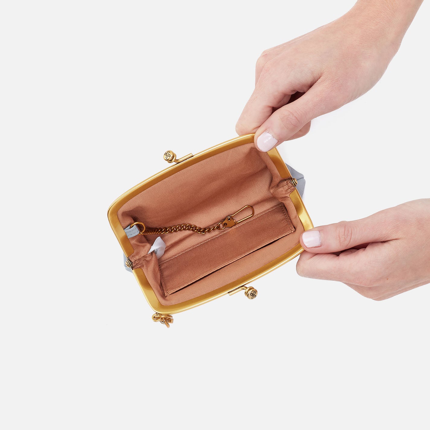 Cheer Frame Pouch In Pebbled Leather - Blue Pearl - Image 2