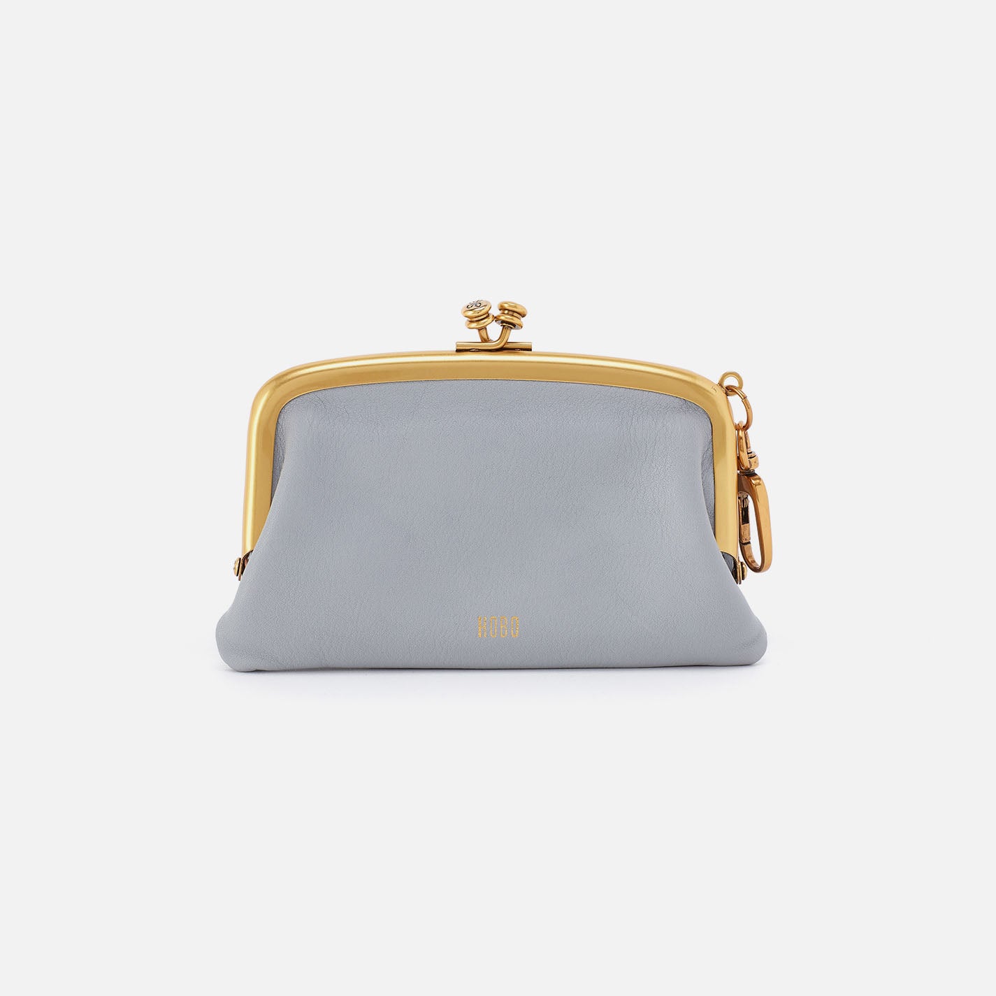 Cheer Frame Pouch In Pebbled Leather - Blue Pearl - Image 3