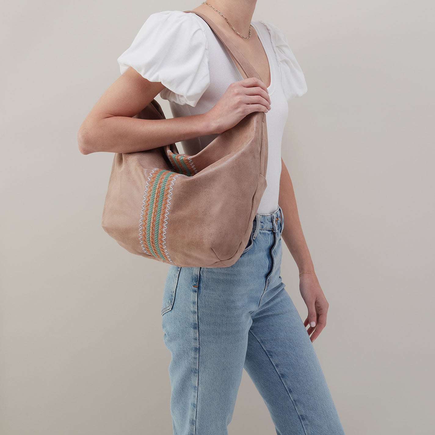 Harley Hobo In Buffed Leather - Hazel - Image 2