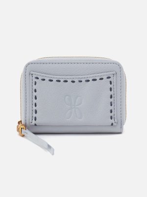 Hart Card Case In Pebbled Leather - Blue Pearl