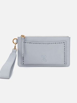 Hart Wristlet In Pebbled Leather - Blue Pearl