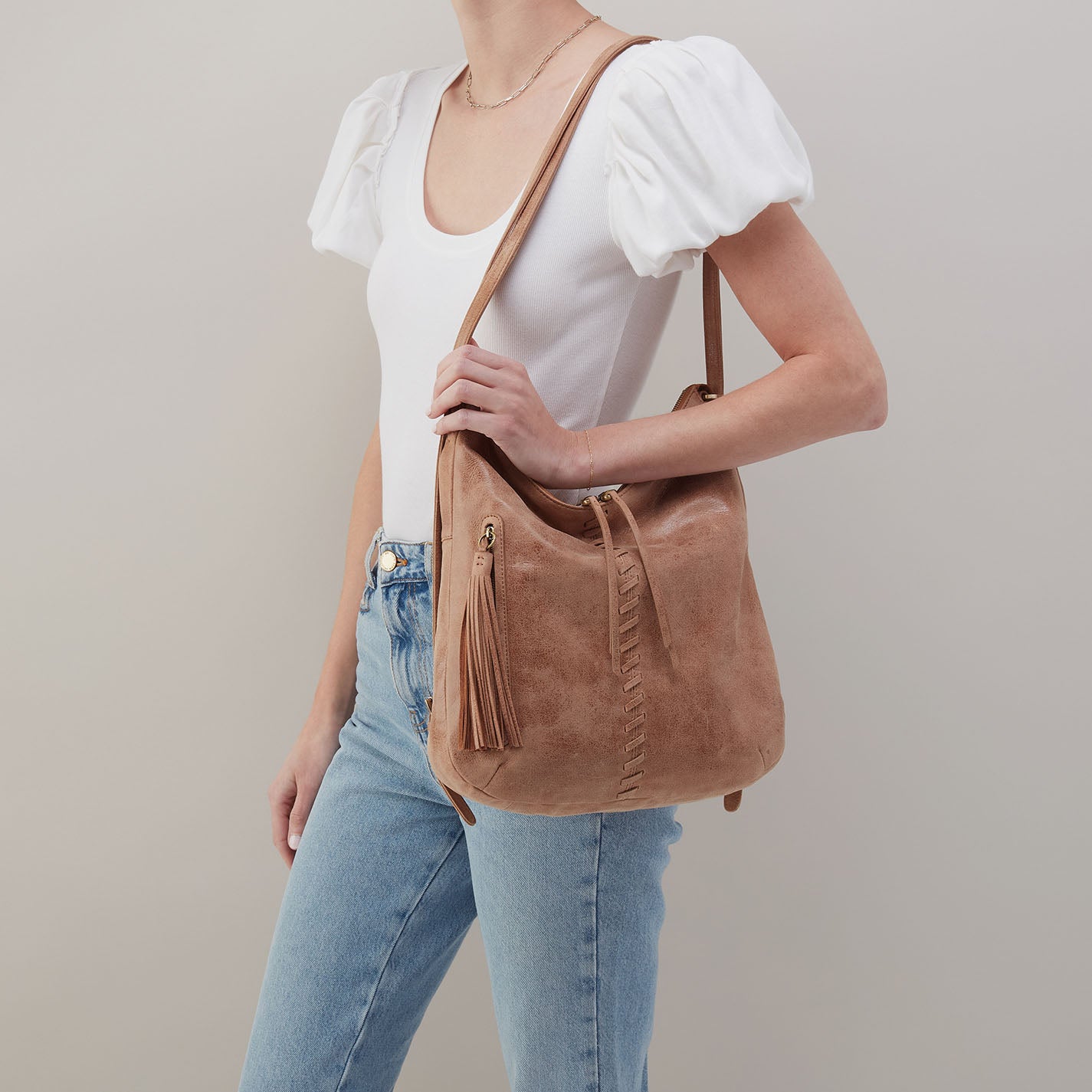 Merrin Convertible Backpack In Buffed Leather - Hazel - Image 2