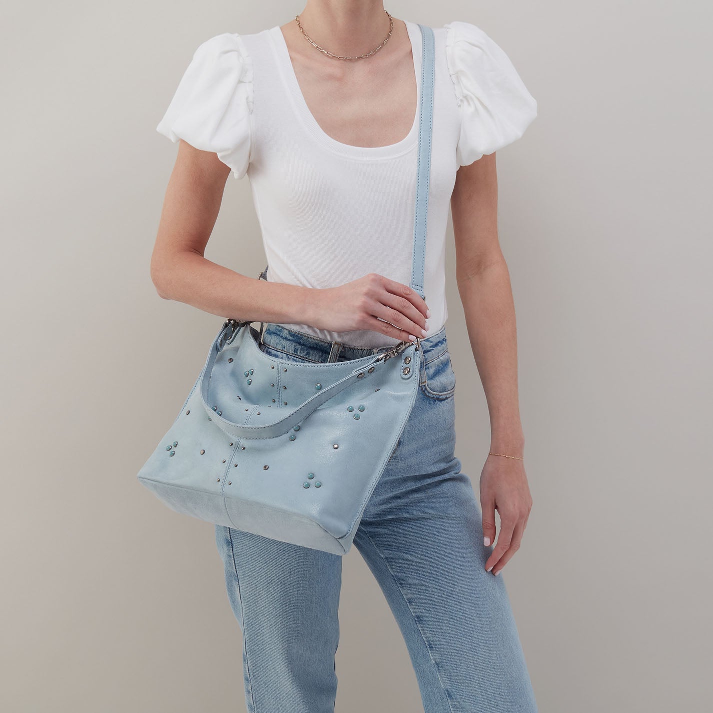 Pier Shoulder Bag In Buffed Leather - Sky - Image 3