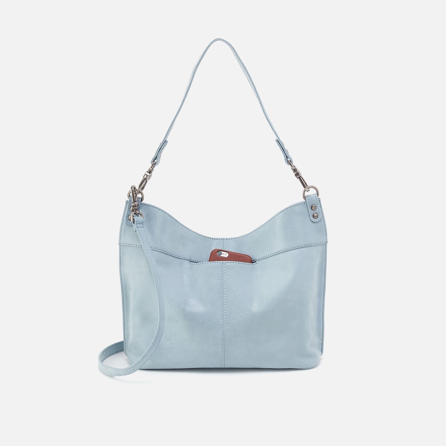Pier Shoulder Bag In Buffed Leather - Sky - Image 5
