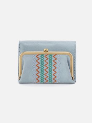 Robin Compact Wallet In Buffed Leather - Sky