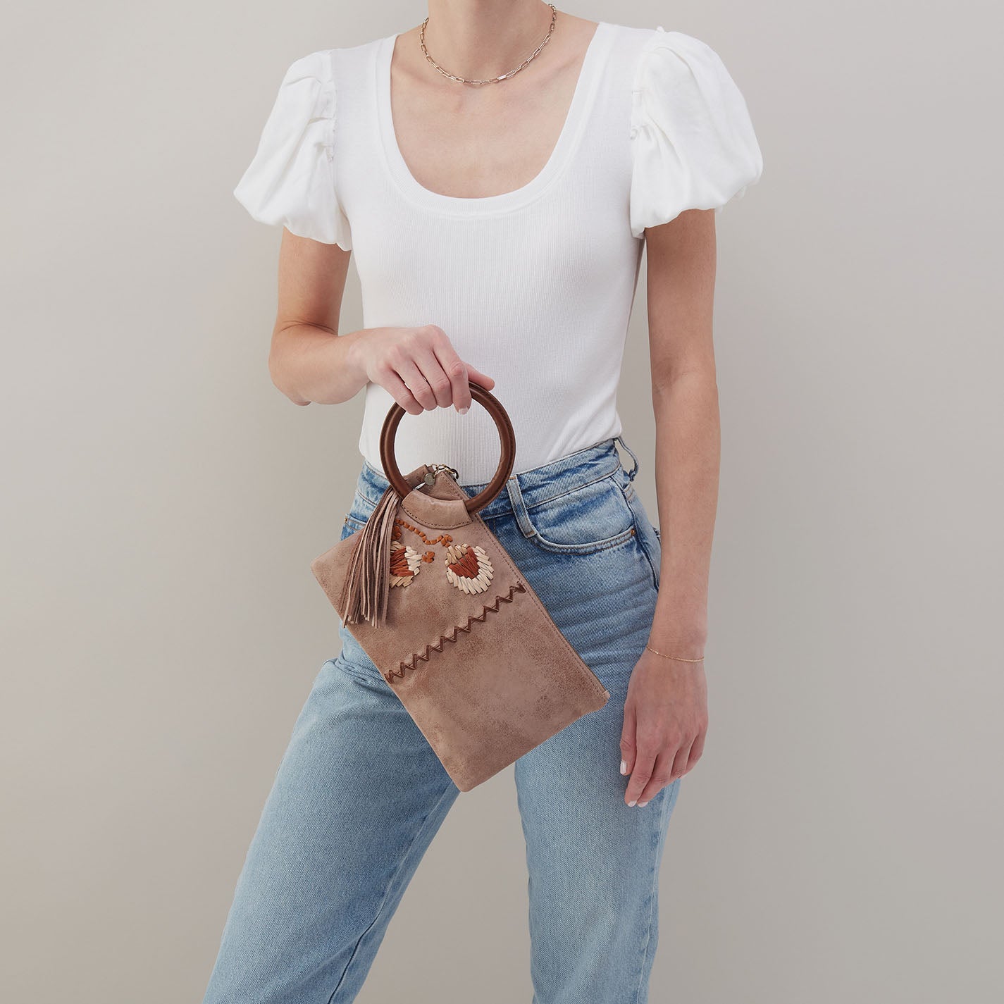 Sheila Clutch In Buffed Leather - Hazel - Image 2