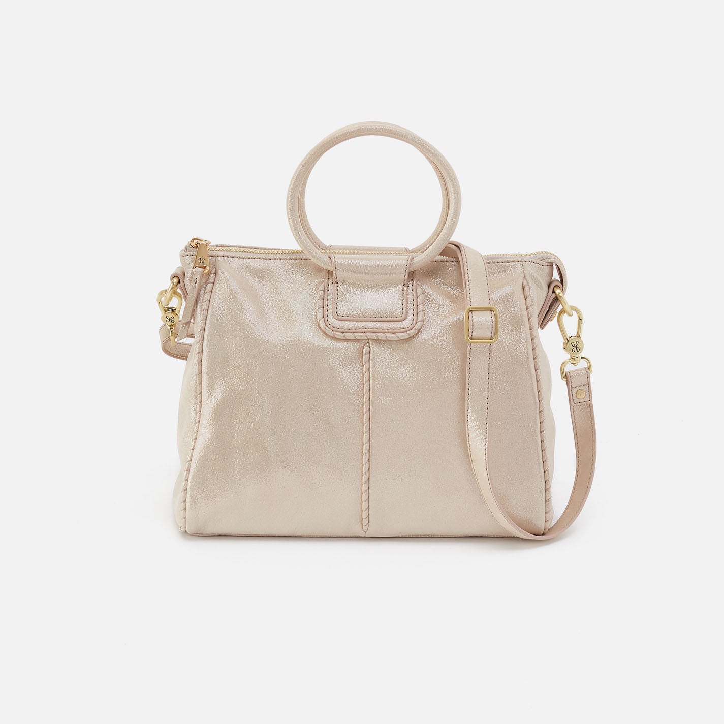 Sheila Medium Satchel In Metallic Leather - Sand Shimmer