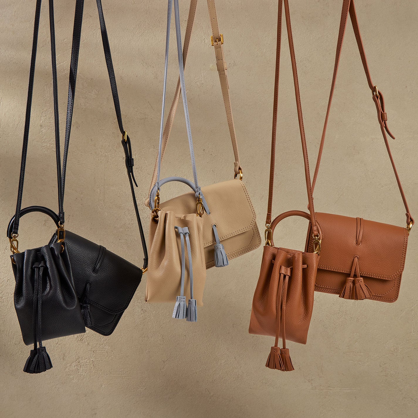 Eden Small Crossbody In Pebbled Leather - Linen - Image 5