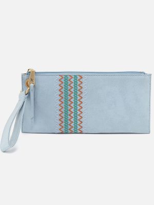 Vida Wristlet In Buffed Leather - Sky
