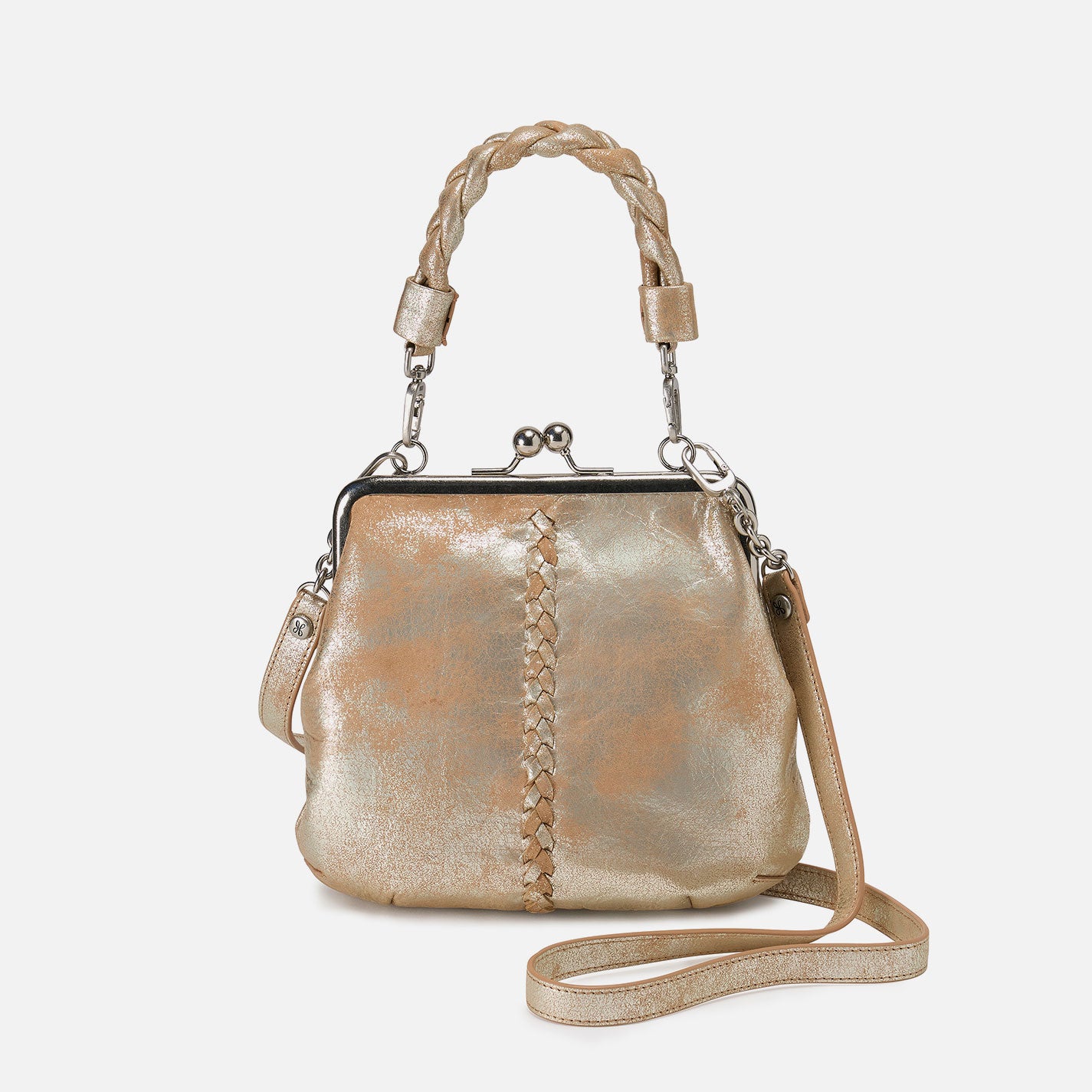 Alba Crossbody In Metallic Leather - Saddle Stardust