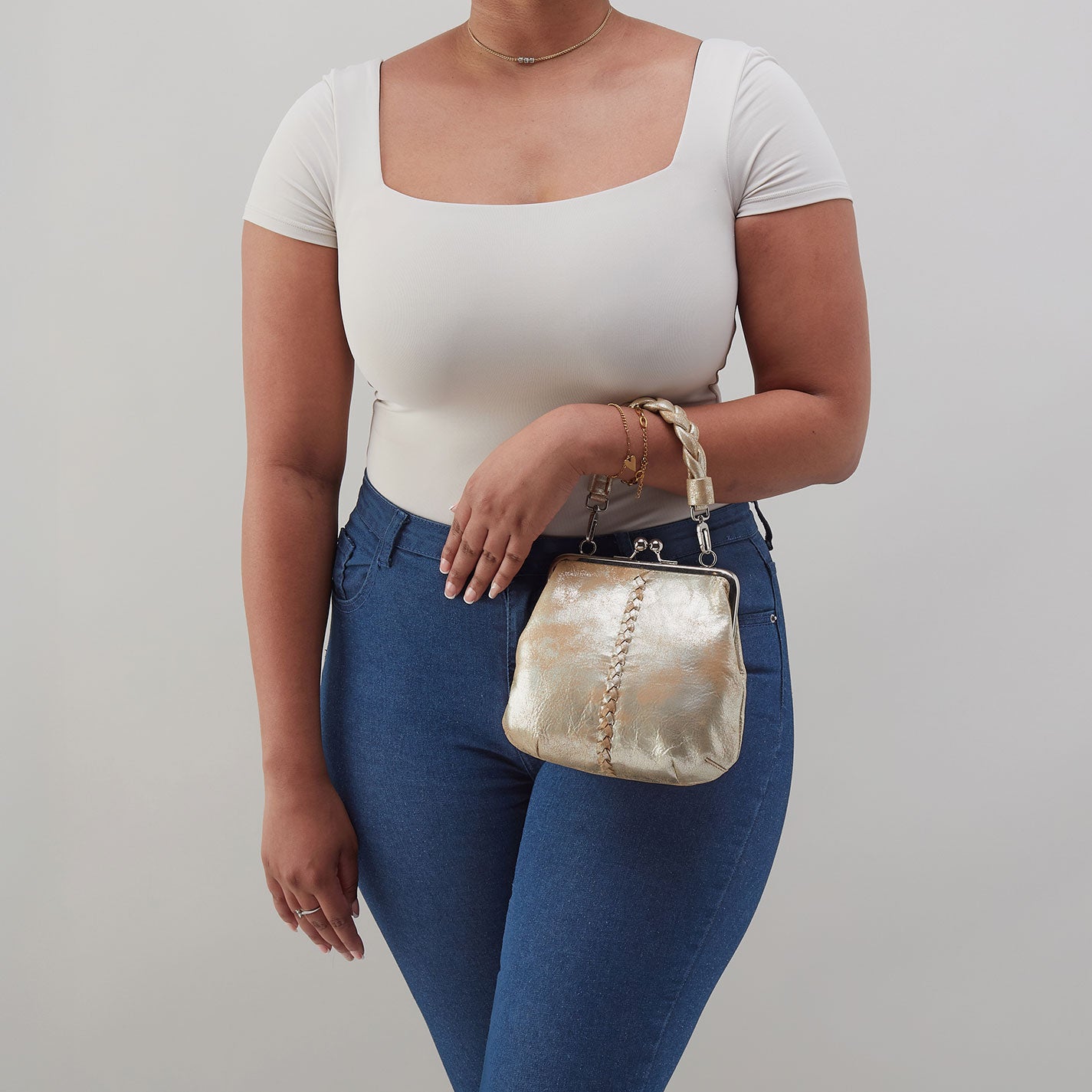 Alba Crossbody In Metallic Leather - Saddle Stardust - Image 4