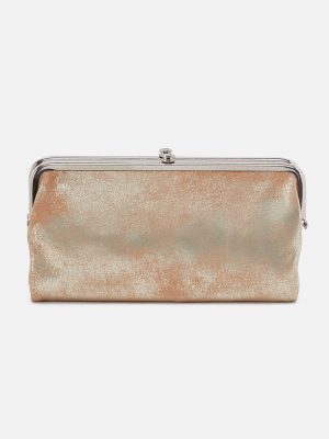 Lauren Clutch-Wallet In Metallic Leather - Saddle Stardust