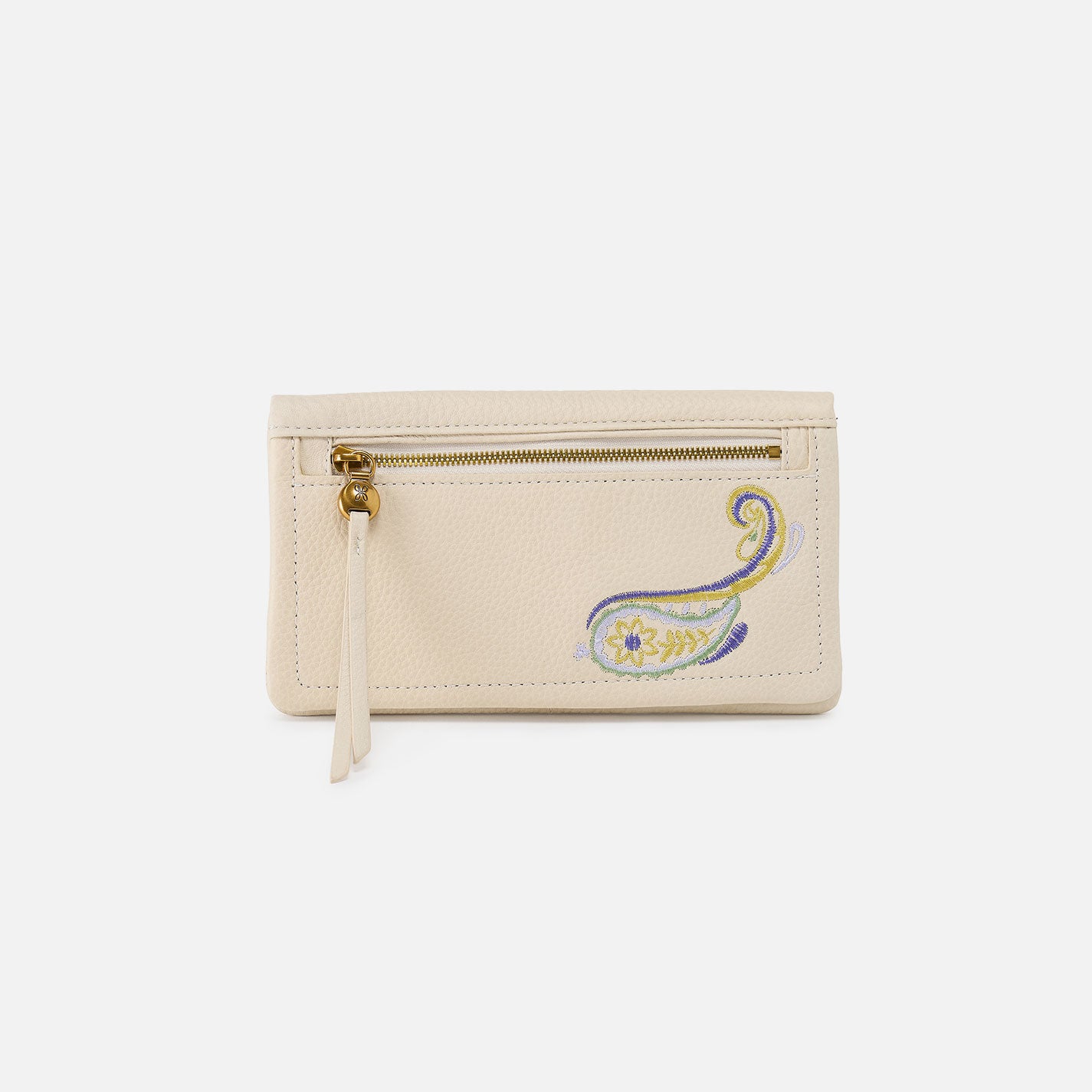 Lumen Continental Wallet In Pebbled Leather - Embroidered Birch