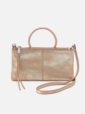 Sable Crossbody In Metallic Leather - Saddle Stardust