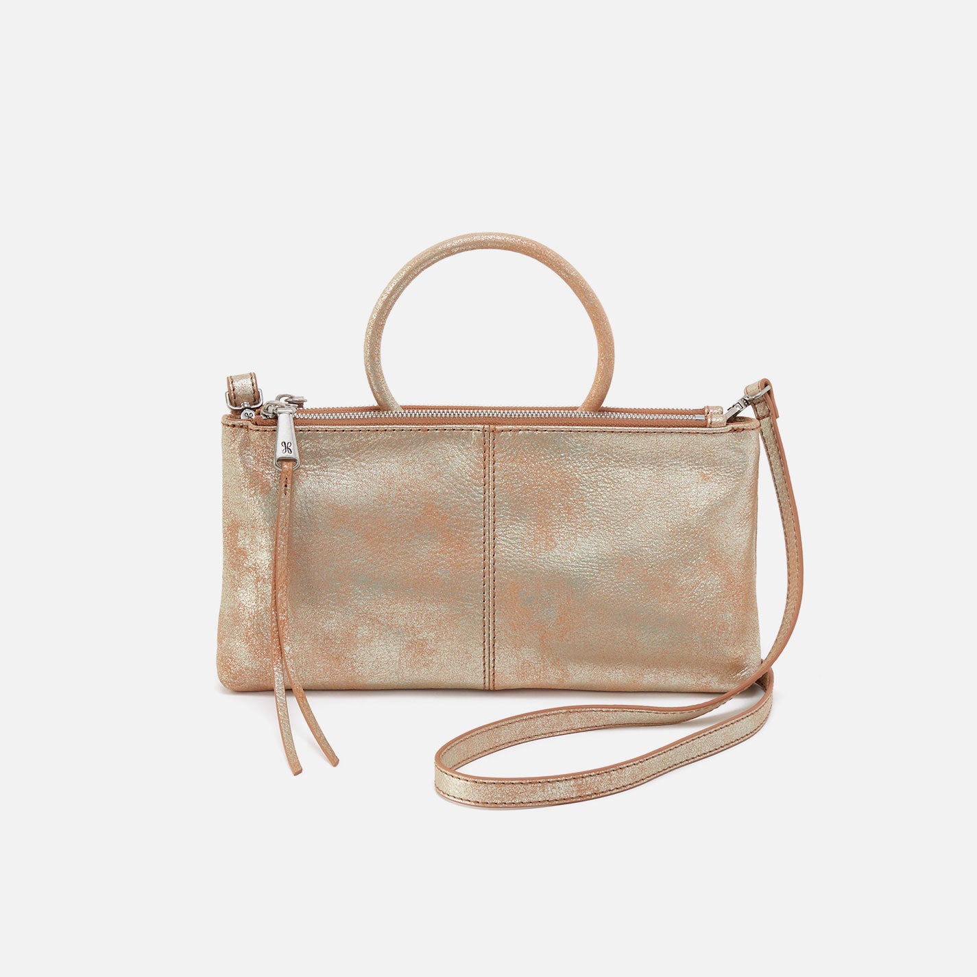 Sable Crossbody In Metallic Leather - Saddle Stardust