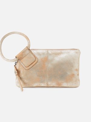 Sable Wristlet In Metallic Leather - Saddle Stardust