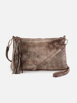 Darcy Crossbody in Metallic Leather - Cocoa Platinum
