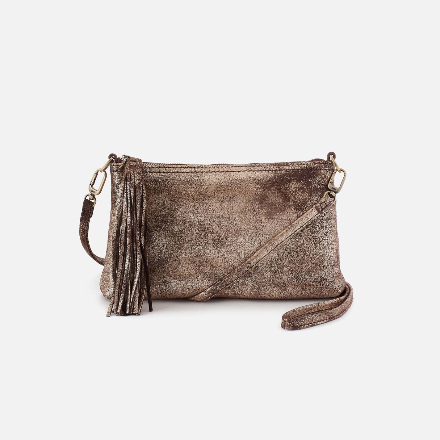 Darcy Crossbody in Metallic Leather - Cocoa Platinum