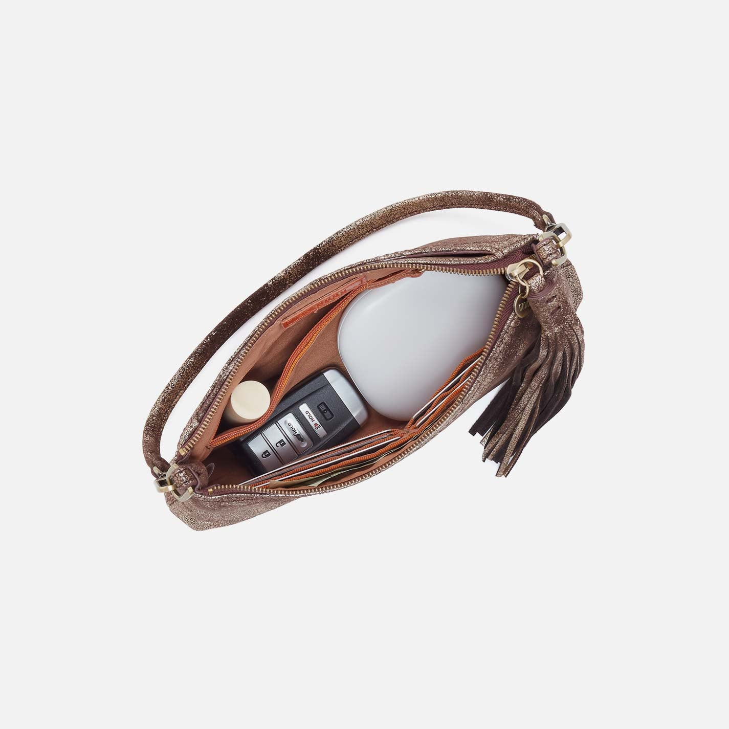 Darcy Crossbody in Metallic Leather - Cocoa Platinum - Image 3