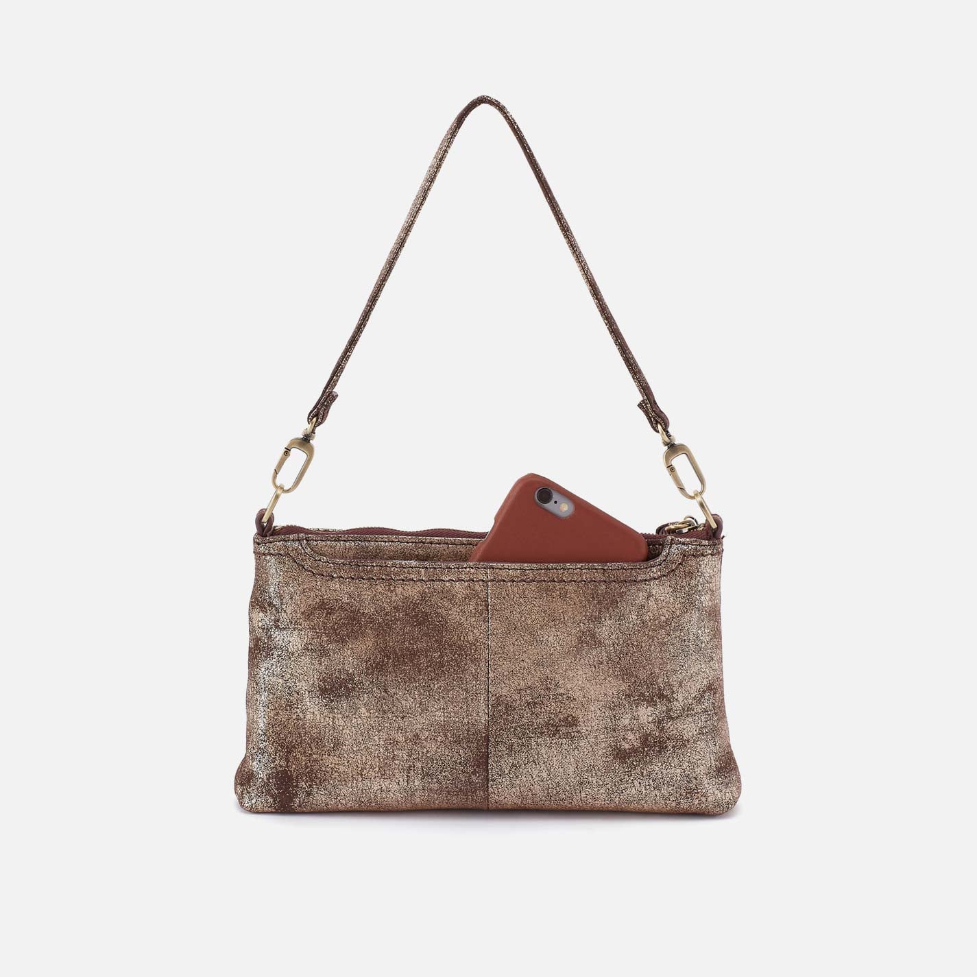 Darcy Crossbody in Metallic Leather - Cocoa Platinum - Image 6