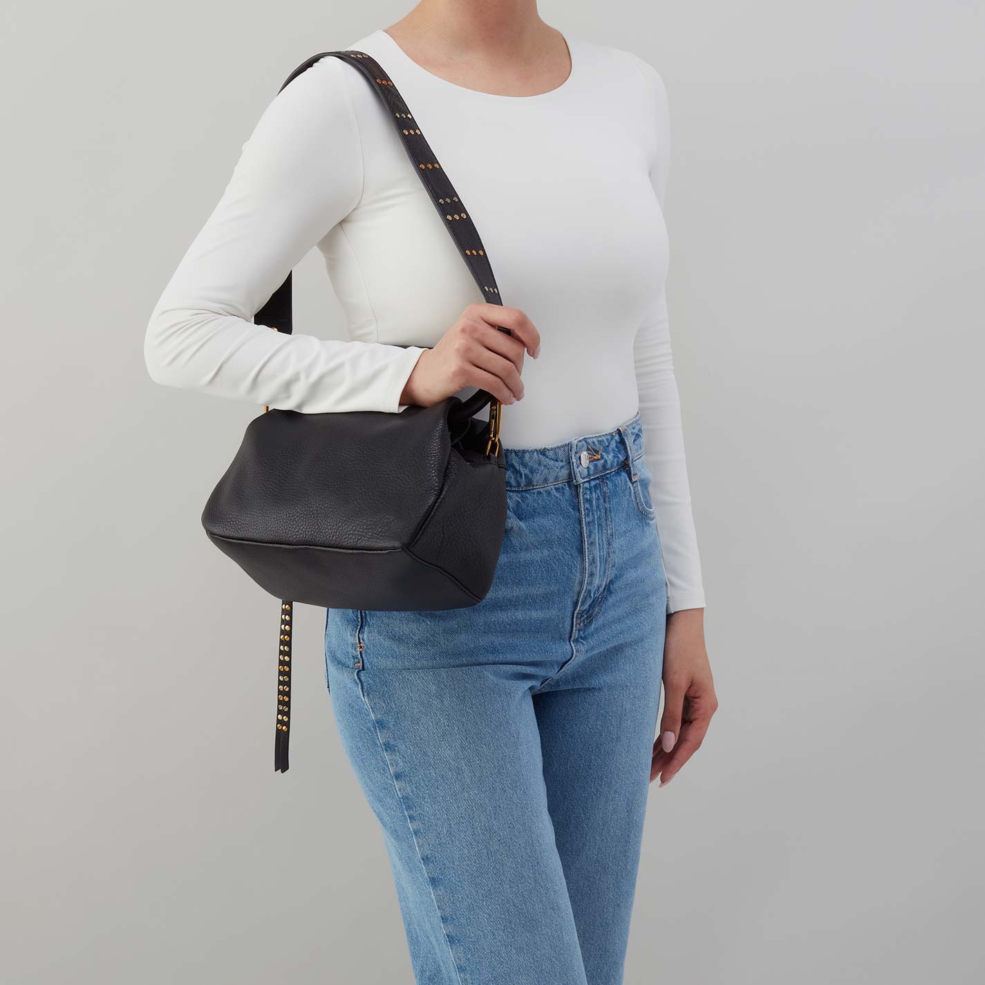 Darling Small Satchel in Pebbled Leather - Black - Image 5