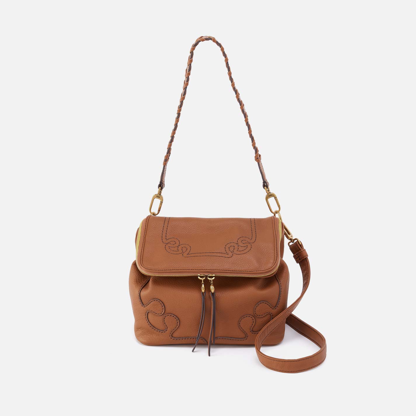 Fernwell Medium Crossbody in Pebbled Leather - Warm Honey