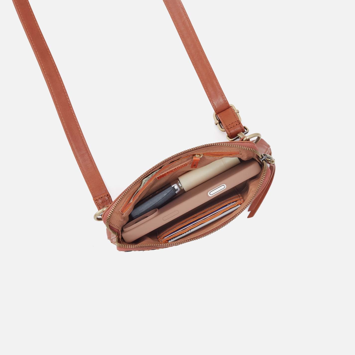 Fern Slim Belt Bag in Smooth Leather with Multi Stitch - Timberline - Image 3