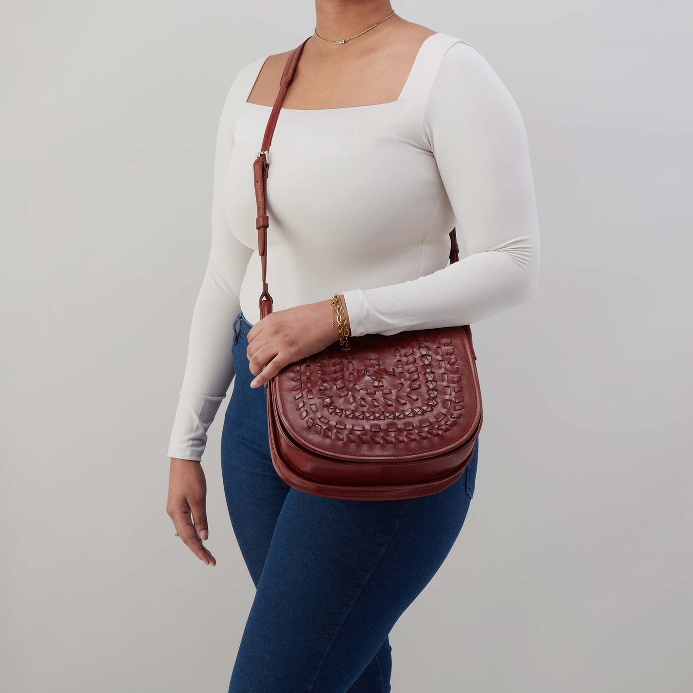 Kiva Large Crossbody in Washed Leather - Chestnut - Image 3