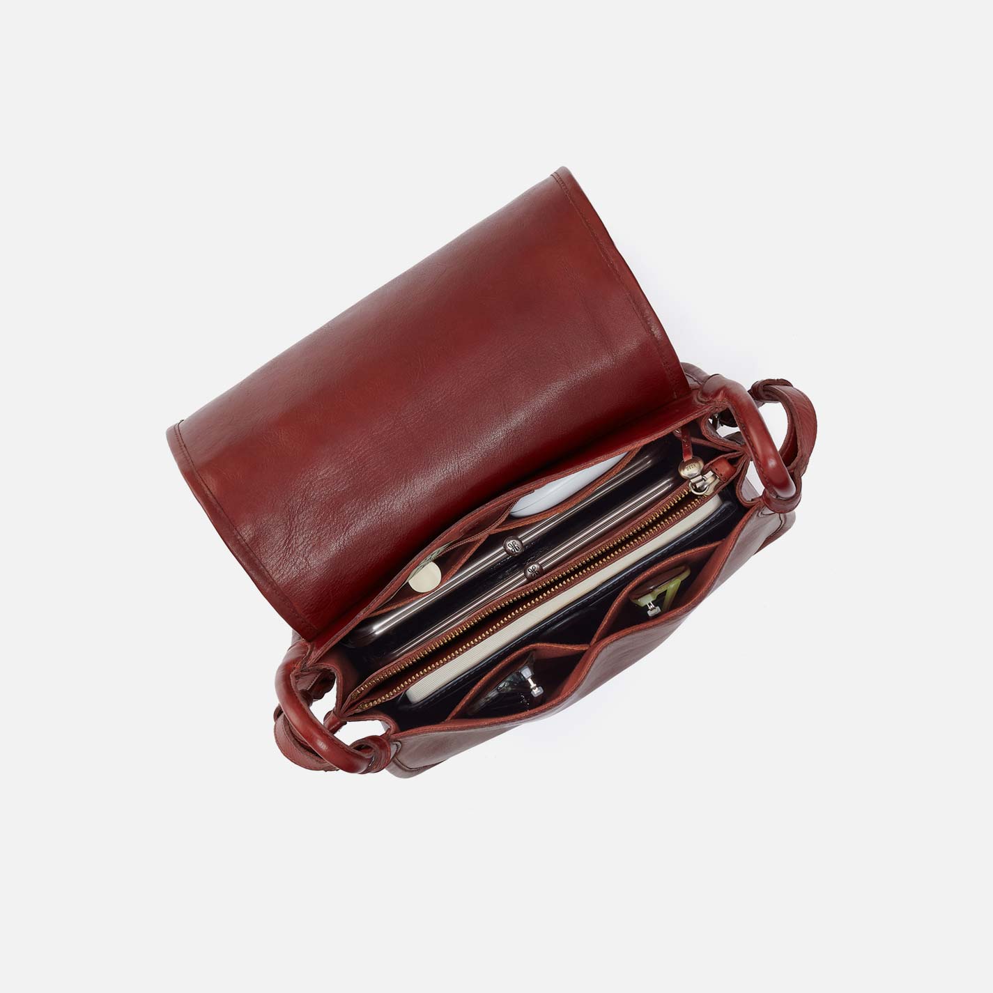 Kiva Large Crossbody in Washed Leather - Chestnut - Image 4