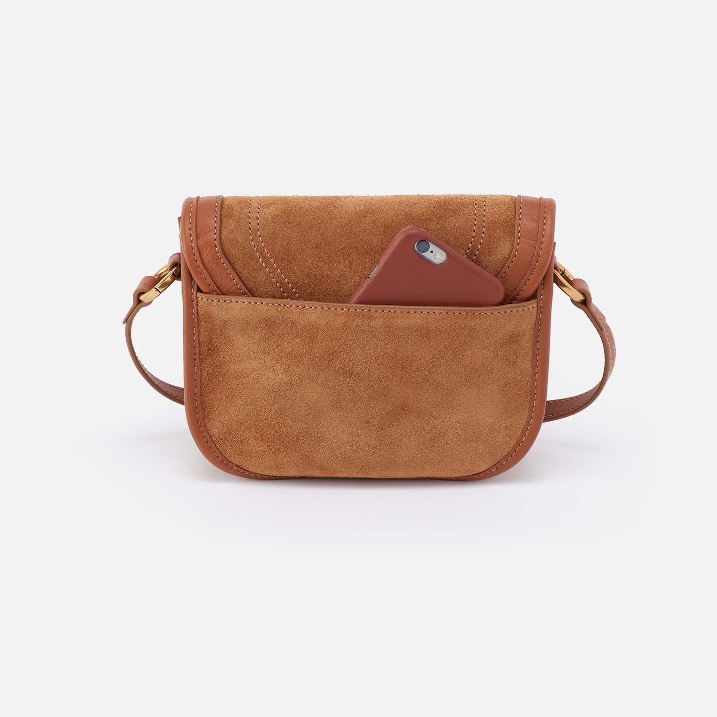 Kiva Small Crossbody in Suede Leather - Oak Barrel - Image 5