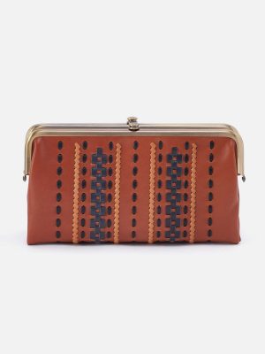 Lauren Clutch-Wallet in Smooth Leather with Multi Stitch - Timberline