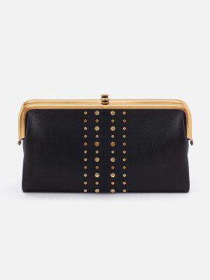 Lauren Clutch-Wallet in Pebbled Leather - Black With Studs
