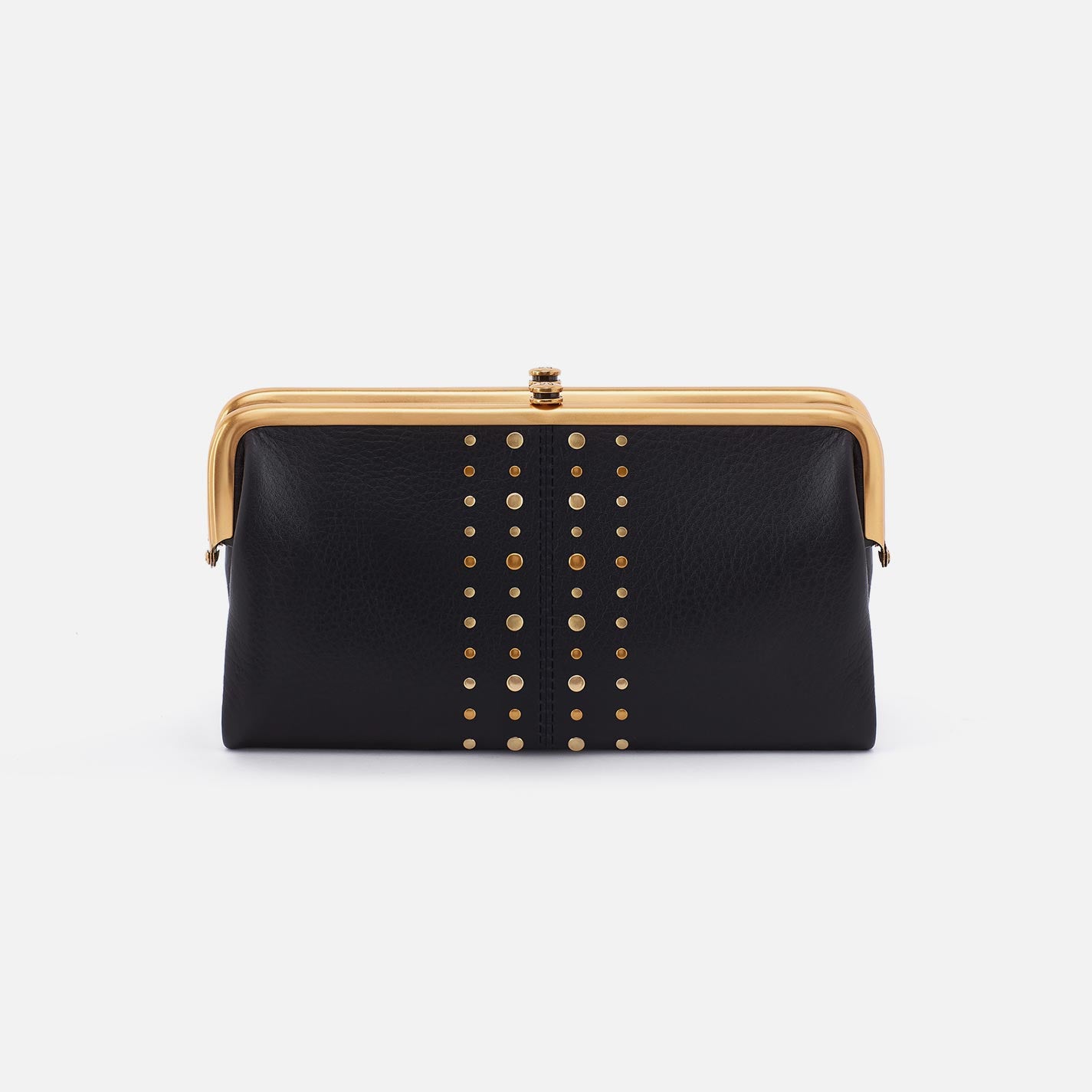 Lauren Clutch-Wallet in Pebbled Leather - Black With Studs