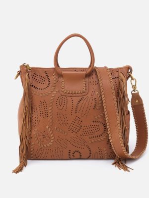 Sheila Large Satchel in Pebbled Leather - Warm Honey