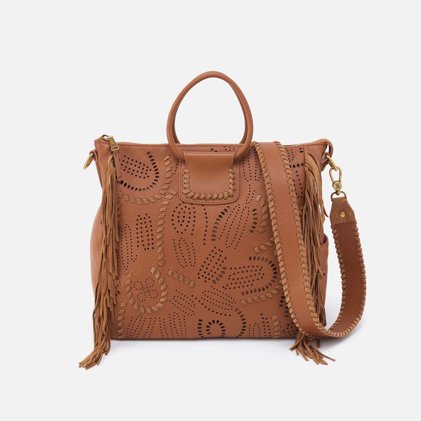 Sheila Large Satchel in Pebbled Leather - Warm Honey