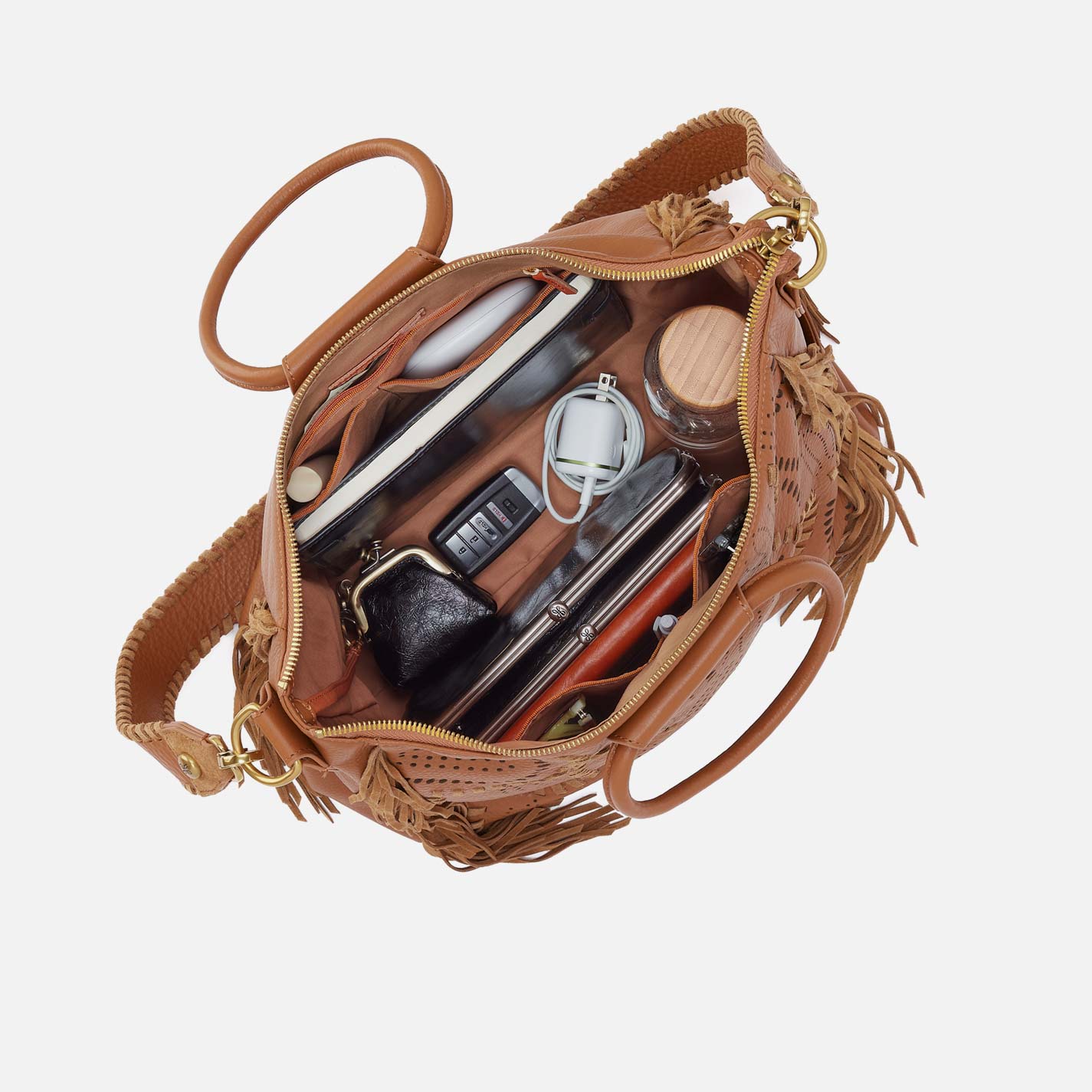 Sheila Large Satchel in Pebbled Leather - Warm Honey - Image 4