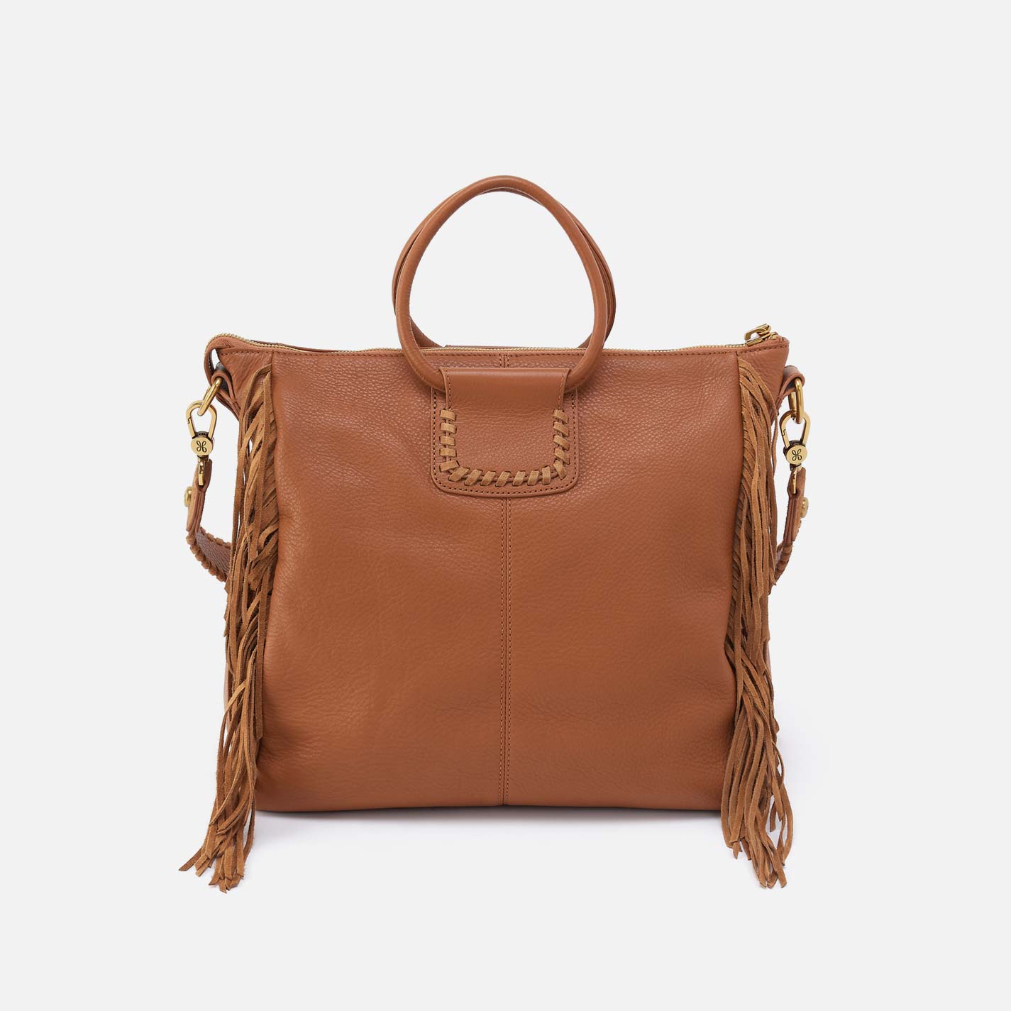 Sheila Large Satchel in Pebbled Leather - Warm Honey - Image 5