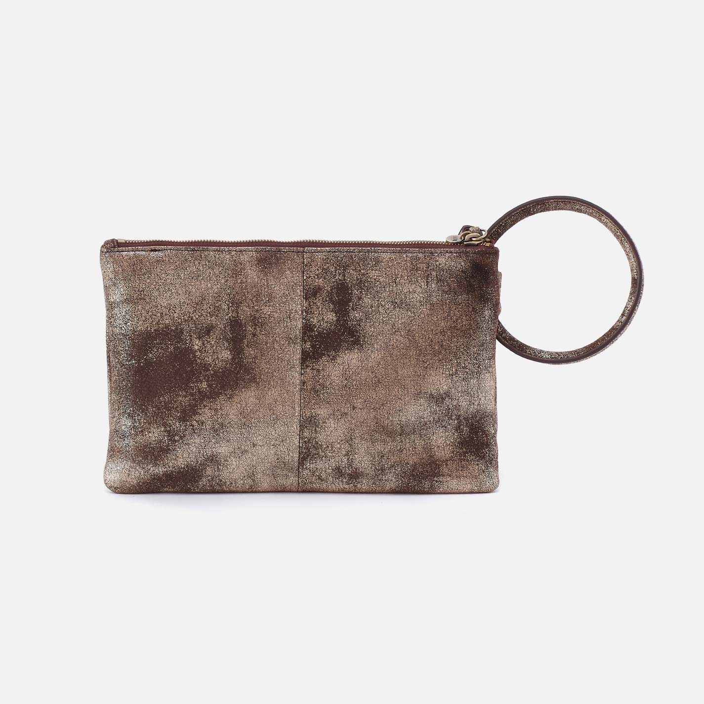 Sheila Soft Ring Clutch in Metallic Leather - Cocoa Platinum - Image 4